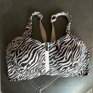 Victoria’s Secret Knockout Sport Bra, 36DD, Cream/Black Zebra, Gently Used.